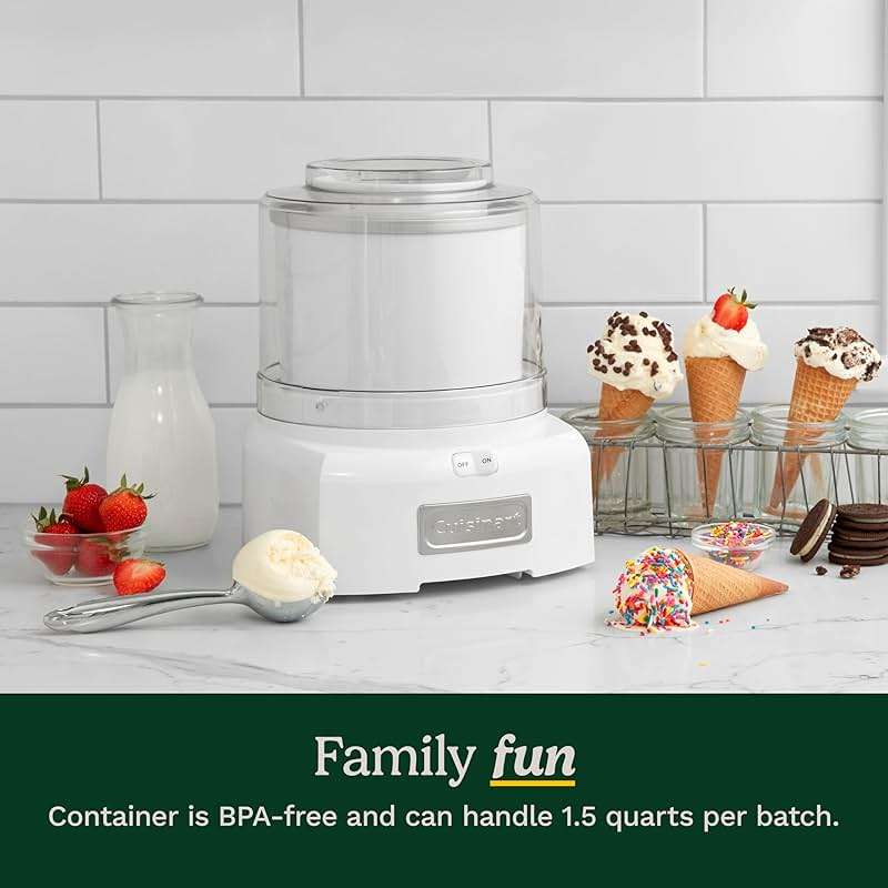 Cuisinart Ice Cream Maker, 1.5 Quart Double Insulated, Sorbet and Frozen Yogurt Maker, Ready in 20 Minutes, ICE-21P1, White - Image 6