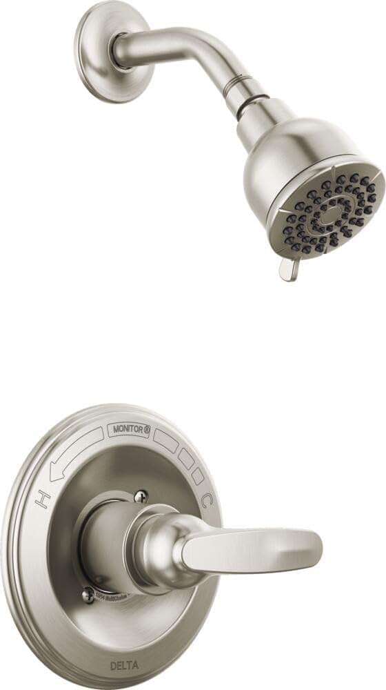 Delta Faucet Foundations 13 Series Single-Function Shower Trim Kit with Single-Spray Shower Head, Stainless BT1321-SS (Valve Not Included) - Image 1
