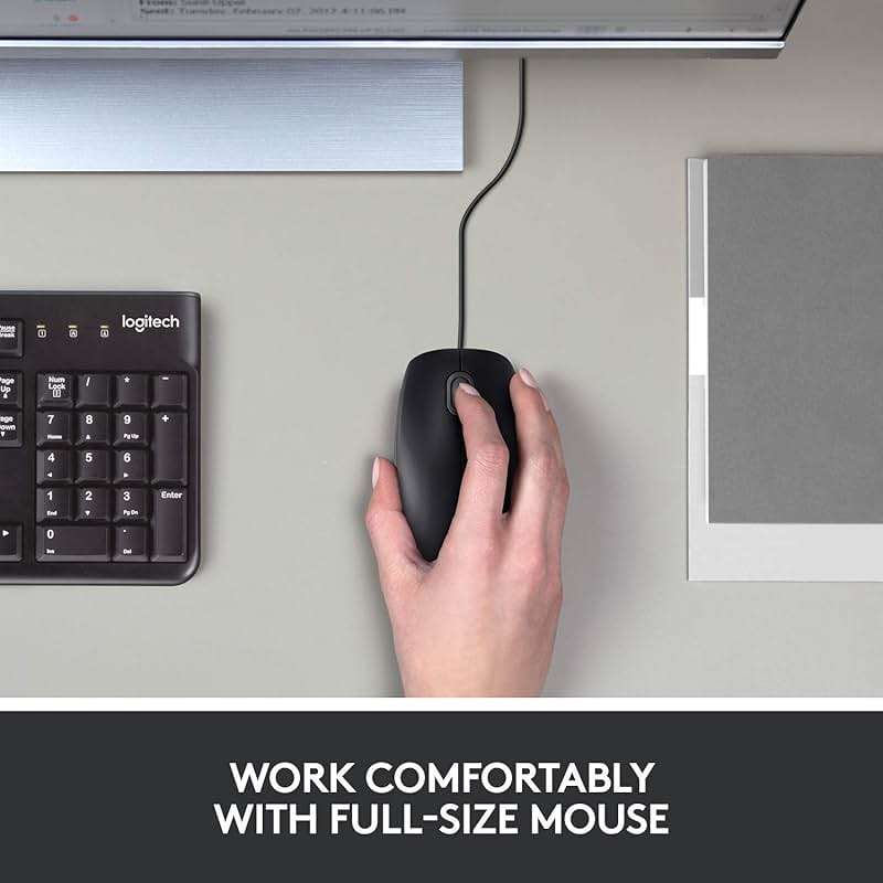 Logitech B100 Wired Mouse for Computer and Laptop, USB Corded Mouse, Right or Left Hand Use - Black - Image 2