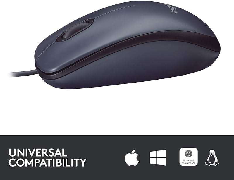 Logitech B100 Wired Mouse for Computer and Laptop, USB Corded Mouse, Right or Left Hand Use - Black - Image 4