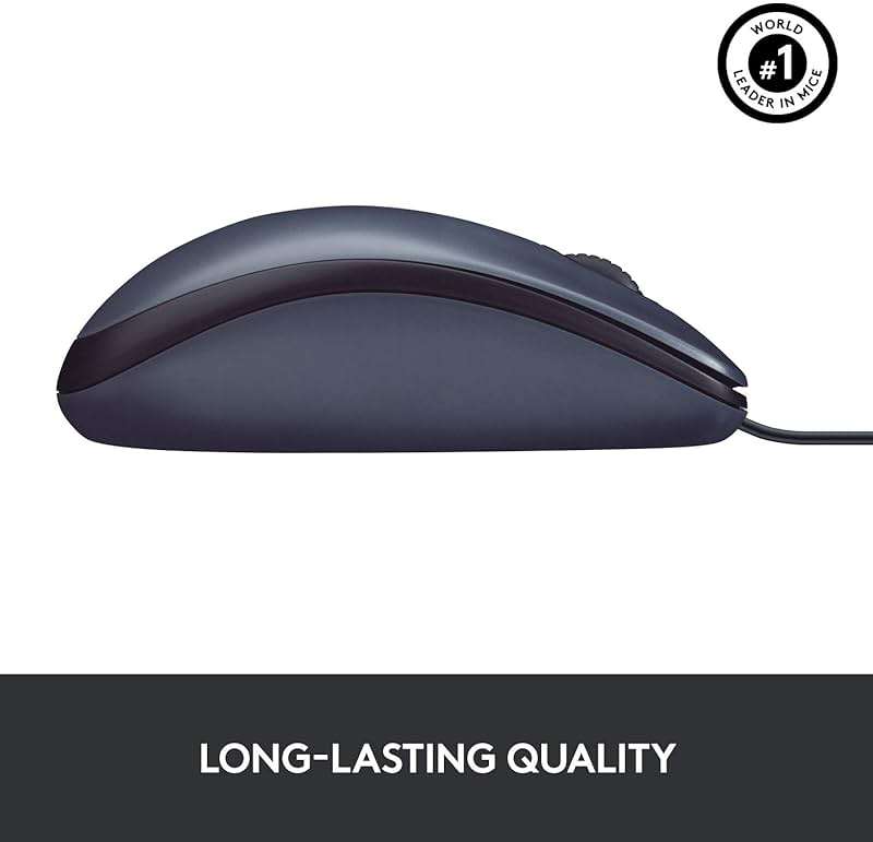 Logitech B100 Wired Mouse for Computer and Laptop, USB Corded Mouse, Right or Left Hand Use - Black - Image 5