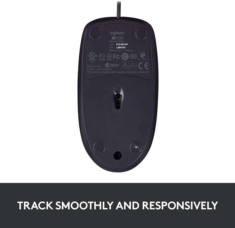 Logitech B100 Wired Mouse for Computer and Laptop, USB Corded Mouse, Right or Left Hand Use - Black - Image 6