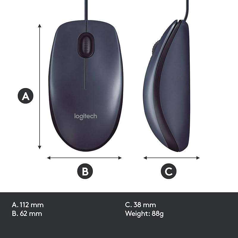 Logitech B100 Wired Mouse for Computer and Laptop, USB Corded Mouse, Right or Left Hand Use - Black - Image 8