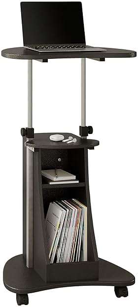 Techni Mobili Sit-to-Stand Rolling Adjustable Height Laptop Cart with Storage, Graphite, 22 x 16 x 46 - Image 1