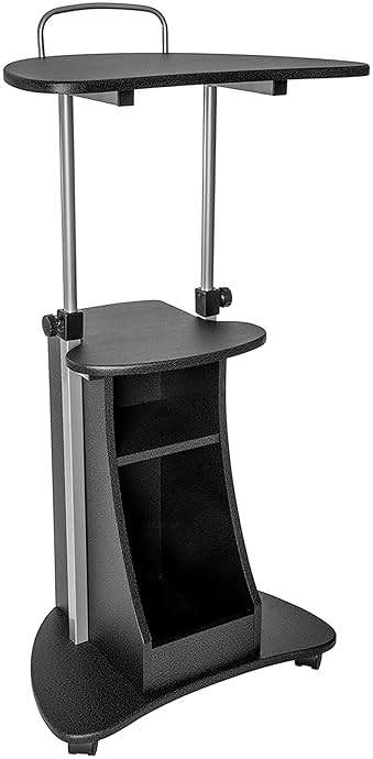 Techni Mobili Sit-to-Stand Rolling Adjustable Height Laptop Cart with Storage, Graphite, 22 x 16 x 46 - Image 5