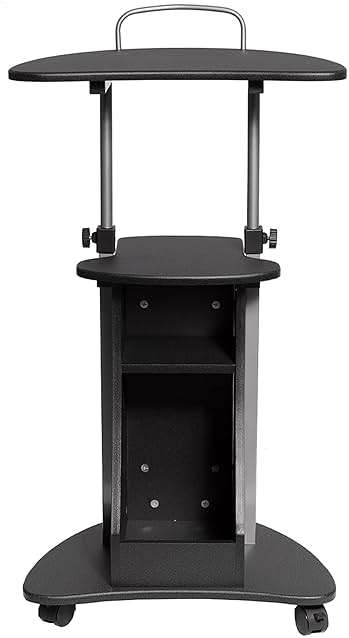 Techni Mobili Sit-to-Stand Rolling Adjustable Height Laptop Cart with Storage, Graphite, 22 x 16 x 46 - Image 6