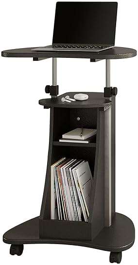 Techni Mobili Sit-to-Stand Rolling Adjustable Height Laptop Cart with Storage, Graphite, 22 x 16 x 46 - Image 8