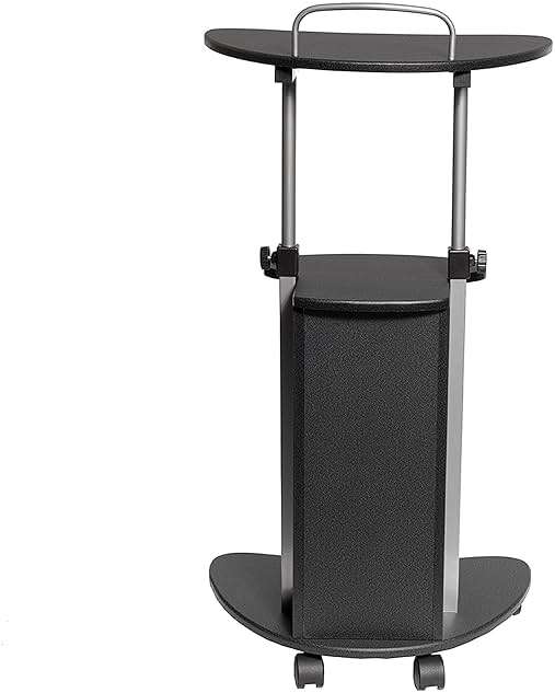 Techni Mobili Sit-to-Stand Rolling Adjustable Height Laptop Cart with Storage, Graphite, 22 x 16 x 46 - Image 9