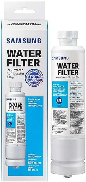 SAMSUNG Genuine Filter for Refrigerator Water and Ice, Carbon Block Filtration for Clean, Clear Drinking Water, 6-Month Life, HAF-CIN/EXP, 1 Pack - Image 1