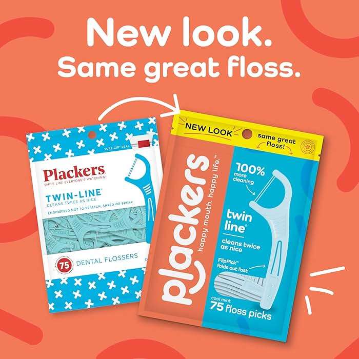 Plackers® Twin Line® Floss Picks with Tuffloss® Fiber & FlipPick®, Intense Mint, Double-Line Flosser for Effective Plaque Removal, 75 Count - Image 2