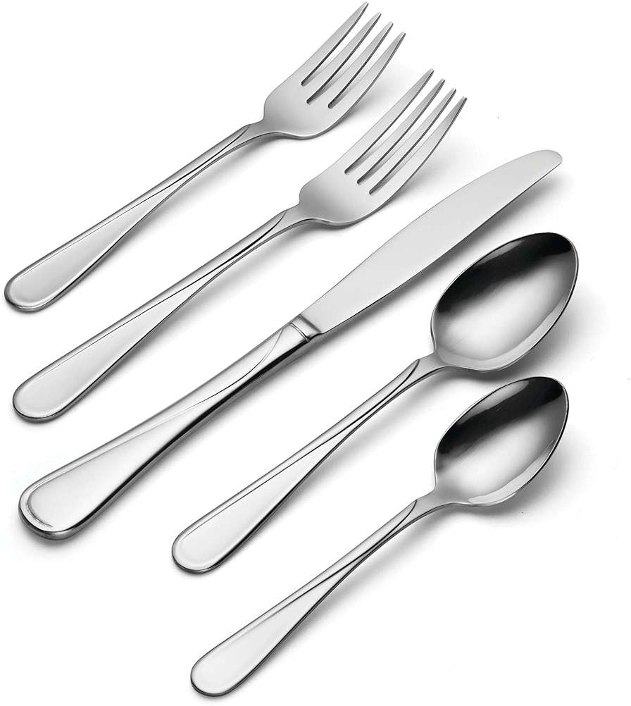 Oneida Silverware Set For 12, Flight 65-Piece Everyday Flatware Set with Serving Utensils, Service For 12, 18/0 Stainless Steel, Mirror Finish, Dishwasher Safe, Light Weight, Dining (Silver, 65 Piece) - Image 5