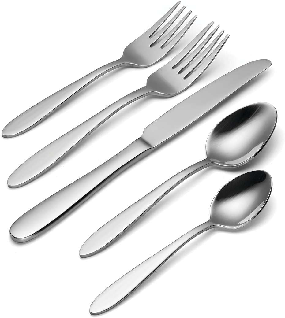 Oneida Silverware Set, Mooncrest 65-Piece Everyday Flatware Set, Service For 12, 18/0 Stainless Steel, Rust Resistant And Dishwasher Safe, Knives Spoons And Forks, Utensils (Silver, 65 Piece) - Image 5