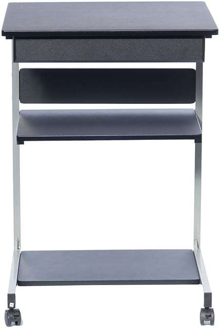 Rolling Laptop Cart with Storage, Portable Computer Desk, Rolling Cart Workstation, or Laptop Stand with Printer Shelf, Graphite Black - Image 7