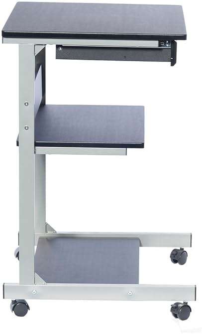 Rolling Laptop Cart with Storage, Portable Computer Desk, Rolling Cart Workstation, or Laptop Stand with Printer Shelf, Graphite Black - Image 8