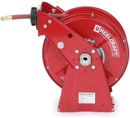 Reelcraft DP5835 OLP Heavy Duty Compact Dual Pedestal Hose Reel, 1/2" x 35', 300 Psi, Air/Water Hose Included - Image 2
