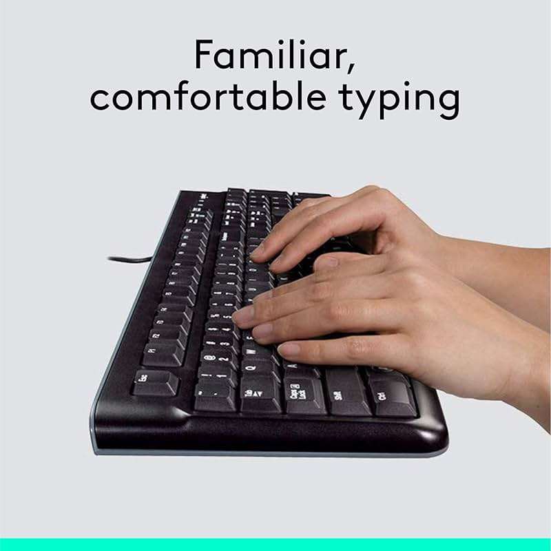 Logitech MK120 Wired Keyboard and Mouse Combo for Windows, Optical Wired Mouse, Full-Size Keyboard, USB Plug-and-Play, Compatible with PC, Laptop - Black - Image 2
