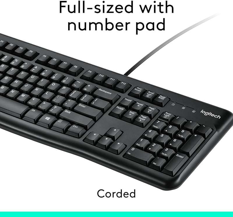 Logitech MK120 Wired Keyboard and Mouse Combo for Windows, Optical Wired Mouse, Full-Size Keyboard, USB Plug-and-Play, Compatible with PC, Laptop - Black - Image 4