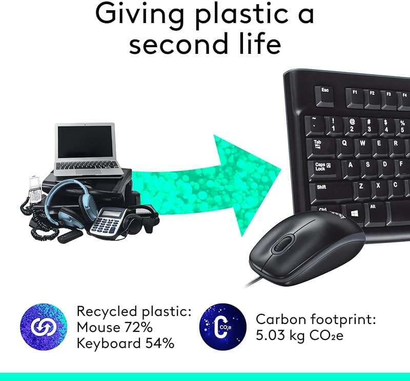 Logitech MK120 Wired Keyboard and Mouse Combo for Windows, Optical Wired Mouse, Full-Size Keyboard, USB Plug-and-Play, Compatible with PC, Laptop - Black - Image 5
