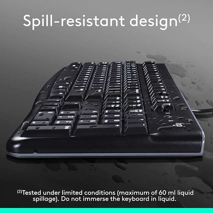 Logitech MK120 Wired Keyboard and Mouse Combo for Windows, Optical Wired Mouse, Full-Size Keyboard, USB Plug-and-Play, Compatible with PC, Laptop - Black - Image 6