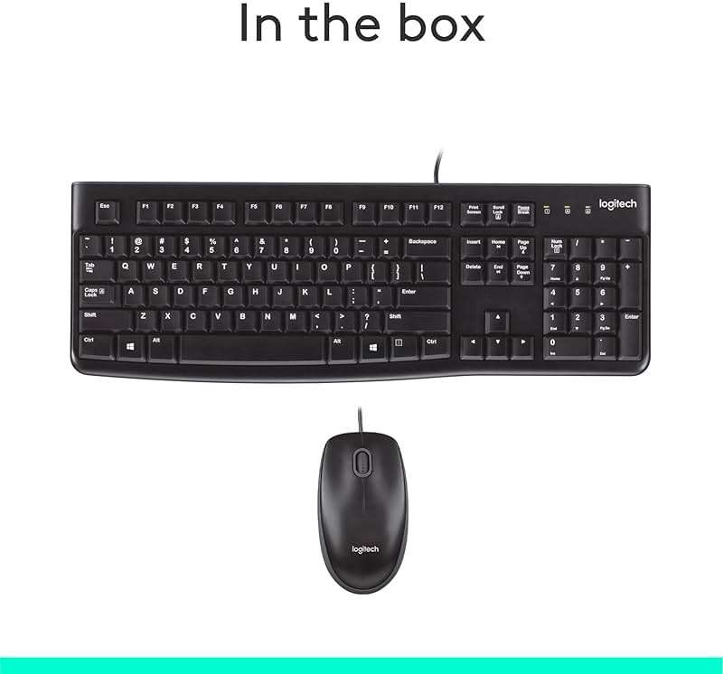 Logitech MK120 Wired Keyboard and Mouse Combo for Windows, Optical Wired Mouse, Full-Size Keyboard, USB Plug-and-Play, Compatible with PC, Laptop - Black - Image 9