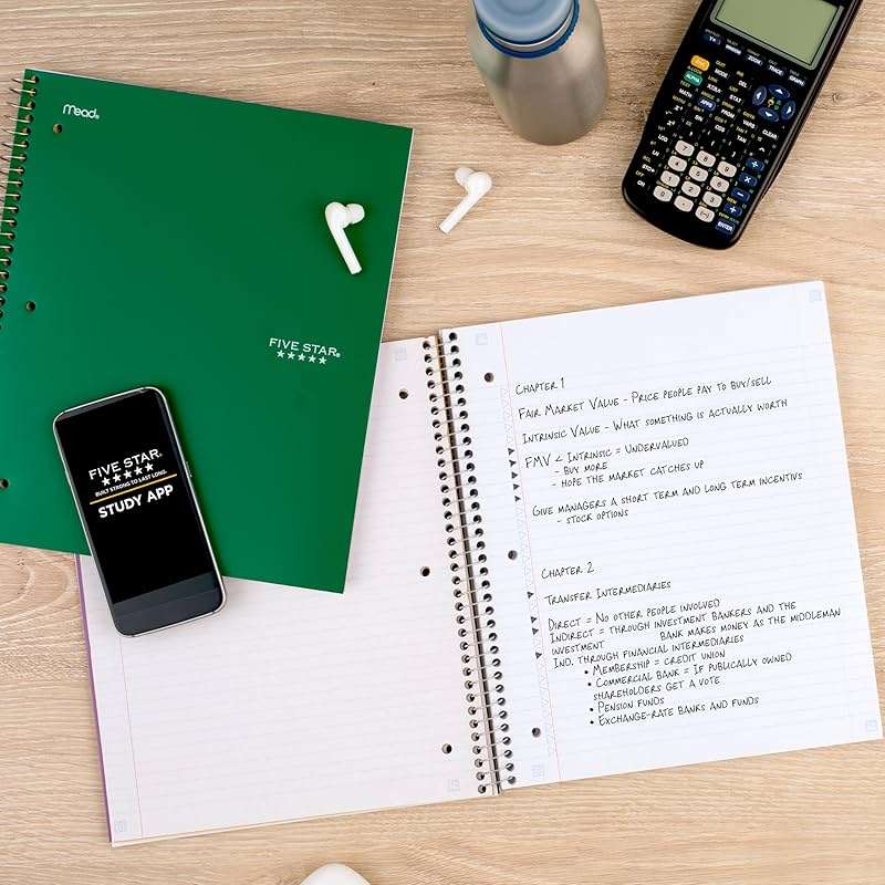 Five Star Spiral Notebook + Study App, 3 Subject, College Ruled Paper, Fights Ink Bleed, Water Resistant Cover, 8-1/2" x 11", 150 Sheets, Green (72067) - Image 8
