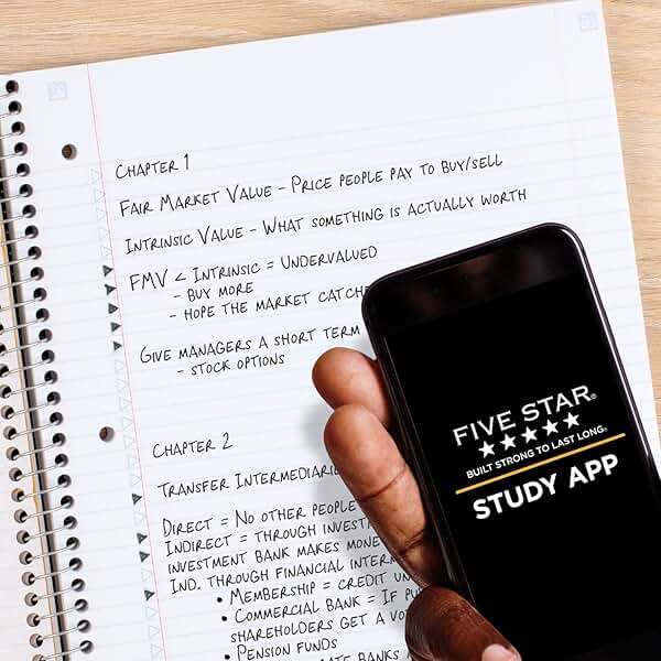 Five Star Spiral Notebook + Study App, 5 Subject, College Ruled Paper, 8-1/2" x 11", 200 Sheets, Fights Ink Bleed, Water Resistant Cover, Black (72081) - Image 4