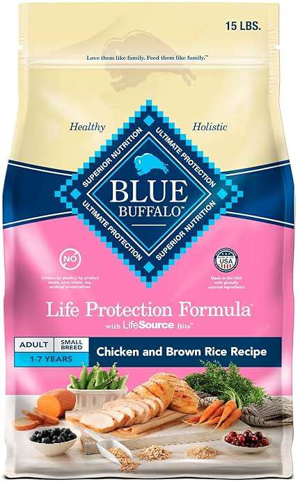 Blue Buffalo Life Protection Formula Chicken & Brown Rice Small Breed Adult Dry Dog Food, Supports Immunity with Antioxidant-Rich LifeSource Bits, Promotes Healthy Muscles, Skin & Coat Health, 15 lbs. - Image 1