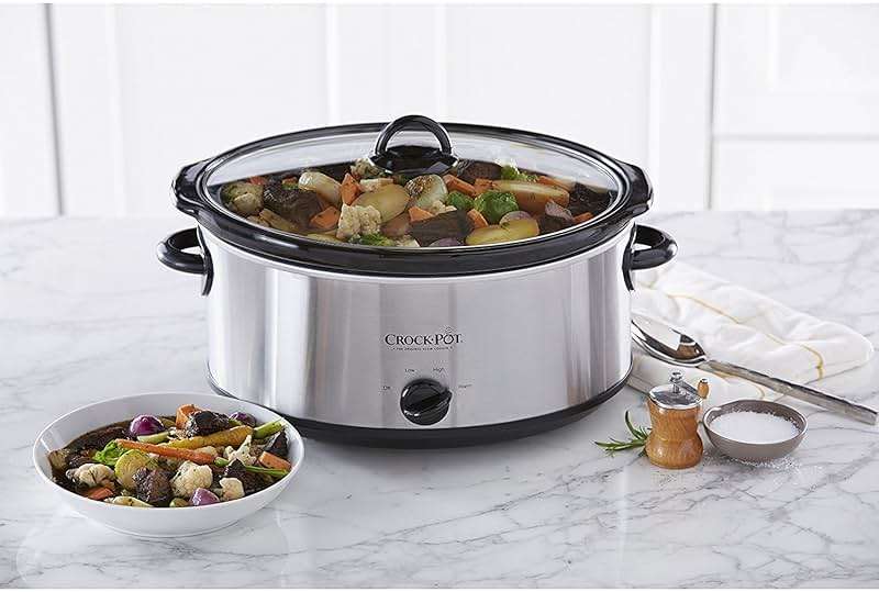 Crock-Pot 7-Quart Manual Slow Cooker, Family Size Serves 8+ People & Fits 6-lb Roast, Removable Stoneware with Warming Setting, Dishwasher Safe for Easy Cleanup, Stainless Steel - Image 6