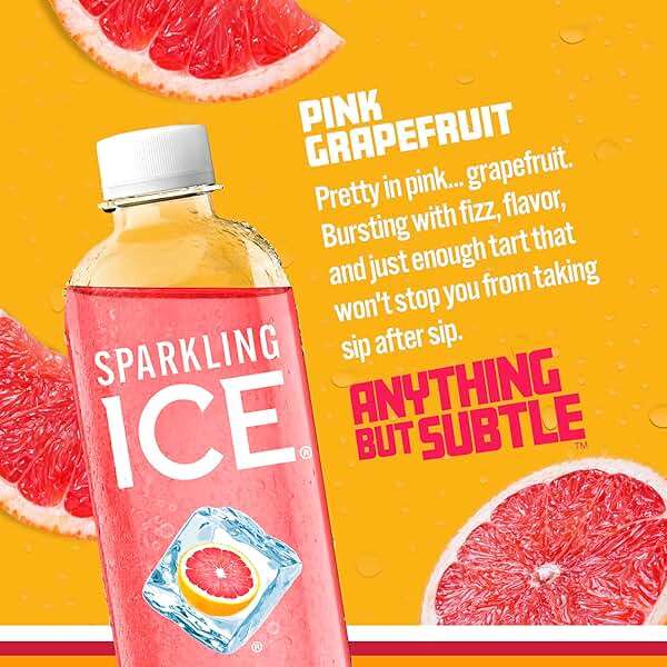 Sparkling Ice, Pink Grapefruit Sparkling Water, Zero Sugar Flavored Water, with Antioxidants and Vitamins, Zero Sugar, 17 fl oz Bottles (Pack of 12) - Image 3