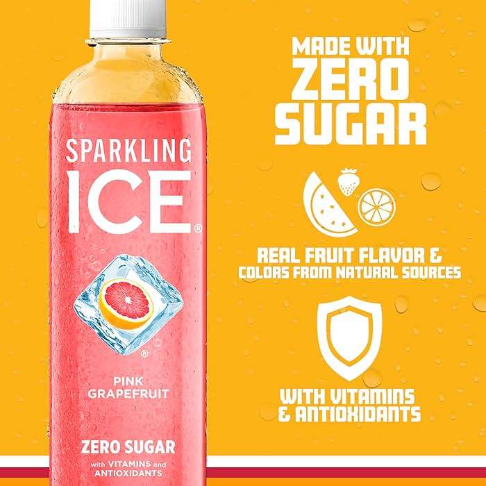 Sparkling Ice, Pink Grapefruit Sparkling Water, Zero Sugar Flavored Water, with Antioxidants and Vitamins, Zero Sugar, 17 fl oz Bottles (Pack of 12) - Image 4