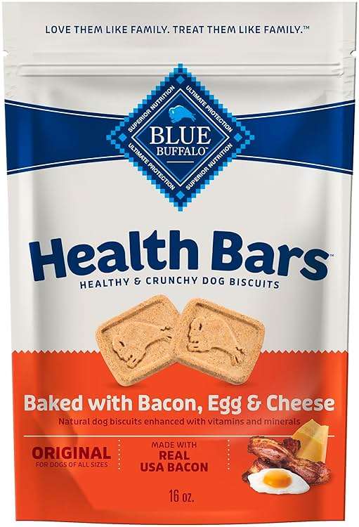 Blue Buffalo Health Bars Crunchy Dog Biscuits, Oven-Baked with Natural Ingredients, Bacon, Egg & Cheese, 16-oz Bag - Image 1