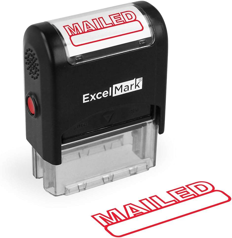 ExcelMark MAILED Self Inking Rubber Stamp - Red Ink - Image 1