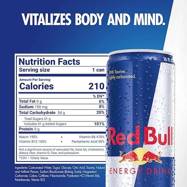 Red Bull Energy Drink with 151mg Caffeine plus Taurine & B Vitamins, 16 Fl Oz, Pack of 12 Cans - Image 2