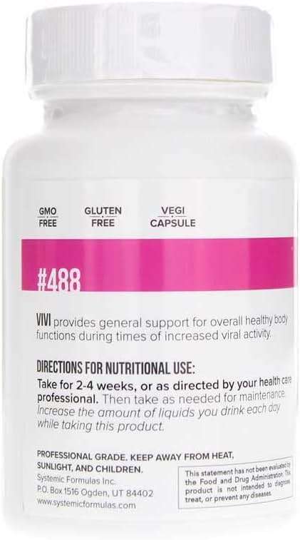 Systemic Formulas Bio Challenge #488 VIVI Virox - 30 Capsules. Powerful Immune Support Blend with PAU D’Arco, Leptotaenia Oil (Lomatium dissectum), Bitter Almond Oil, Jojoba Oil and Vitamin E. - Image 3