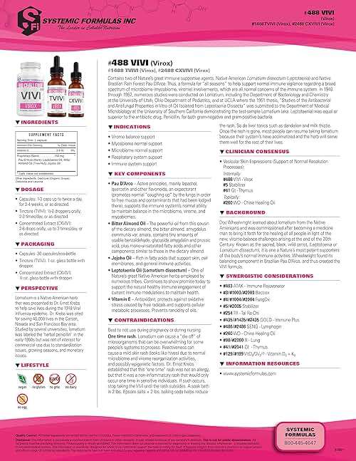Systemic Formulas Bio Challenge #488 VIVI Virox - 30 Capsules. Powerful Immune Support Blend with PAU D’Arco, Leptotaenia Oil (Lomatium dissectum), Bitter Almond Oil, Jojoba Oil and Vitamin E. - Image 4