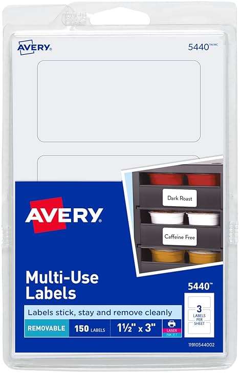 Avery Removable Print or Write Labels, 1.5 x 3 Inches, White, Pack of 150 (5440) - Image 1