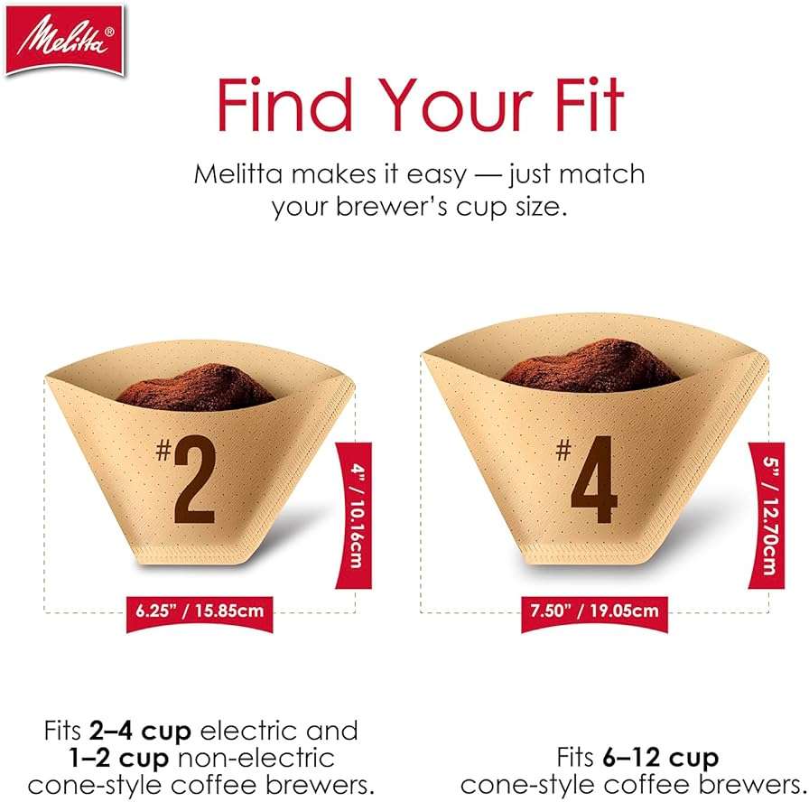 Melitta #2 Cone Coffee Filters, Natural Brown, 100 Count - Fits all 2-6 Cup Cone Coffee Makers and 1-cup Pour-Over Brewers, Compostable, Tear-Resistant, Made in USA - Image 2