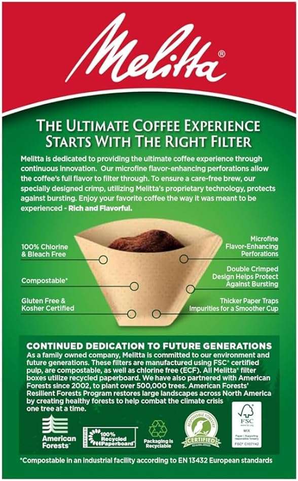 Melitta #2 Cone Coffee Filters, Natural Brown, 100 Count - Fits all 2-6 Cup Cone Coffee Makers and 1-cup Pour-Over Brewers, Compostable, Tear-Resistant, Made in USA - Image 12