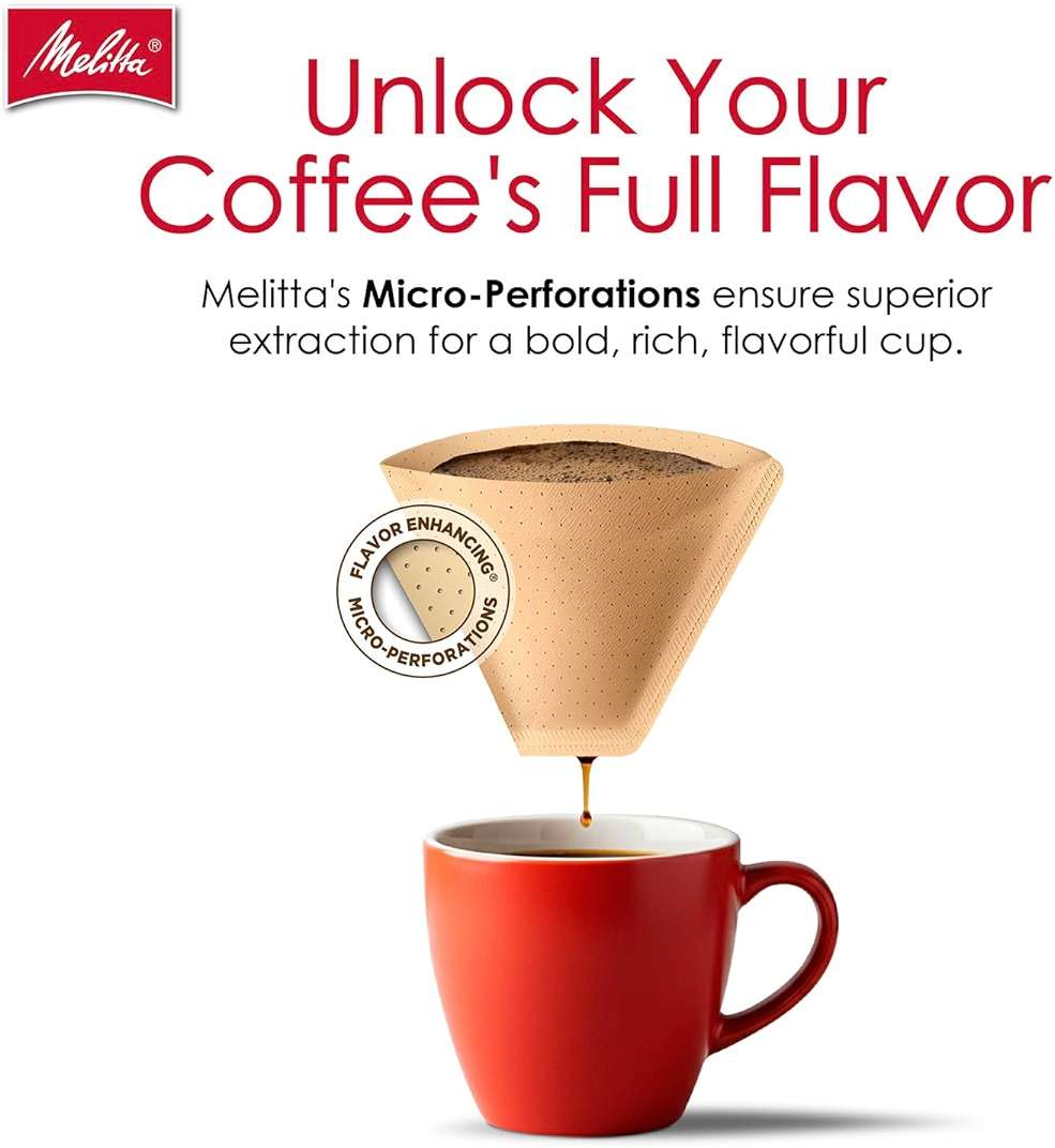 Melitta #2 Cone Coffee Filters, Natural Brown, 100 Count - Fits all 2-6 Cup Cone Coffee Makers and 1-cup Pour-Over Brewers, Compostable, Tear-Resistant, Made in USA - Image 6