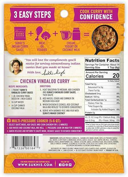 Sukhi's Indian Curry Paste - Vindaloo Masala Sauce 3oz (Pack of 6) 84 Servings - Gluten Free Indian Food Indian Curry Sauce with Indian Spices - Image 2