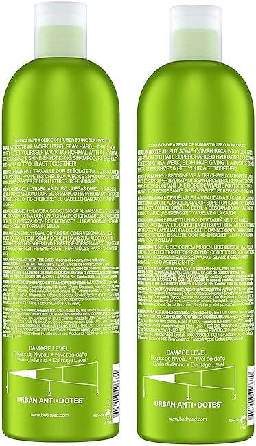 Bed Head by TIGI Urban Antidotes Re-Energize Daily Shampoo and Conditioner Set, 25.36 fl oz - Image 2