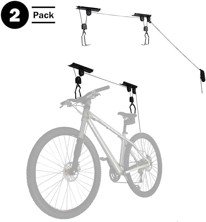 Bike Hanger - Overhead Hoist Pulley System with 100lb Capacity for Bicycles or Ladders - Secure Garage Ceiling Storage by Rad Sportz - Image 4