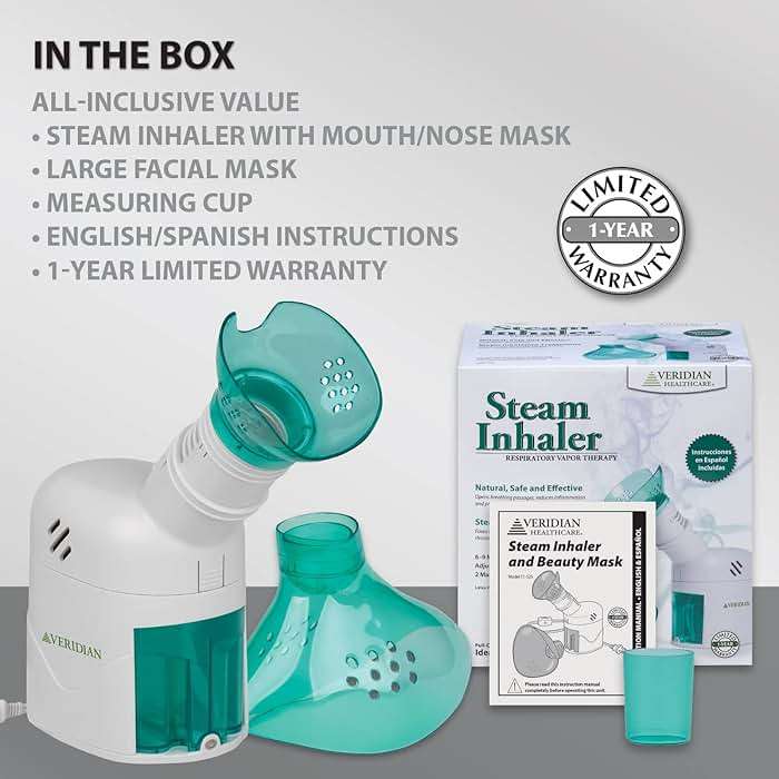 Veridian Healthcare Steam Inhaler Respiratory Vapor Therapy, Green, 1 Count (Pack of 1) - Image 8