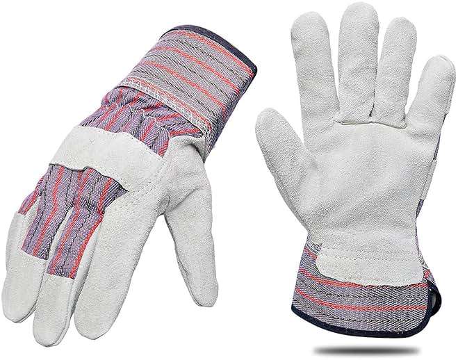 G & F Products Cowhide Leather Work Gloves with Suede Finish Palm rubberized safety cuff, 5 Pairs - Image 8