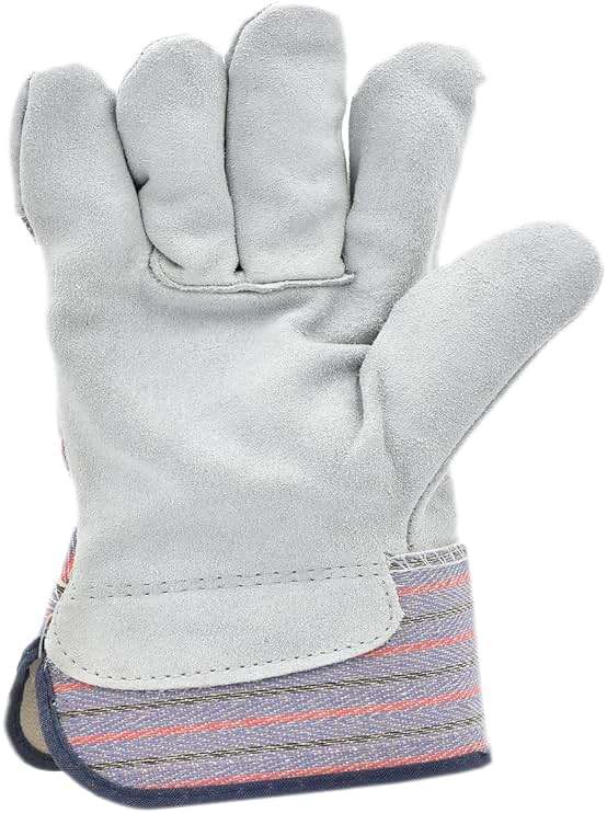 G & F Products Cowhide Leather Work Gloves with Suede Finish Palm rubberized safety cuff, 5 Pairs - Image 9