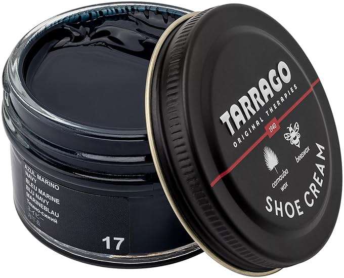 Tarrago Shoe Cream Professional Shoe Polish for Leather Boots, Shoes, Purse, Furniture Eco Friendly Leather Conditioner 1.7oz - Navy Blue #17 - Image 1