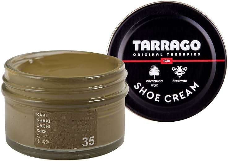 Tarrago Shoe Cream Professional Shoe Polish for Leather Boots, Shoes, Purse, Furniture Eco Friendly Leather Conditioner 1.7oz - Khaki Brown #35 - Image 1