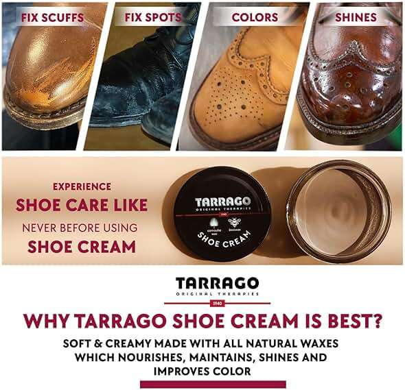 Tarrago Shoe Cream Professional Shoe Polish for Leather Boots, Shoes, Purse, Furniture Eco Friendly Leather Conditioner 1.7oz - Red #12 - Image 6
