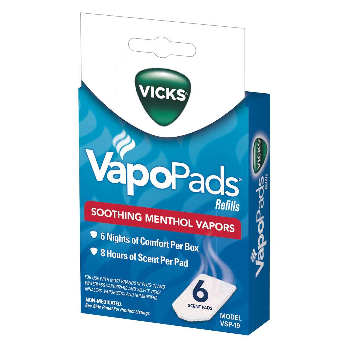 Vicks VapoPads– Soothing Menthol Vapor Pads for Vicks Humidifiers, Vaporizers, Waterless Vaporizers, and Plug-Ins, VSP-19, 6 Count (Pack of 1) - Image 1