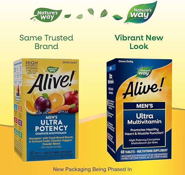 Nature's Way Alive! Men’s Once Daily Ultra Potency Multivitamin Tablets, Complete High Potency Men’s Daily Vitamin Promotes Heart & Muscle Function*, B-Vitamins, Zinc and Antioxidants, 60 Tablets - Image 2